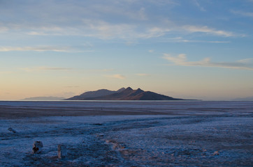 The lone range across the salt flat plains of the great salt lake basin. 