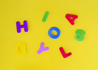Colored letters forming the word holiday