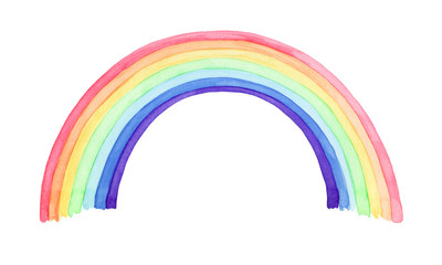 Obraz premium Watercolor rainbow, drawn by hand. Isolated on a white background. Bright design element.