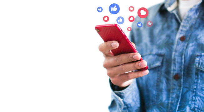 Playing Mobile graph. Businessman on blurred background using flying network connection interface 3D rendering.
