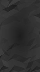 Obraz premium Black abstract background. Lowpoly backdrop. Gloomy crumpled paper. Vertical orientation. 3D illustration