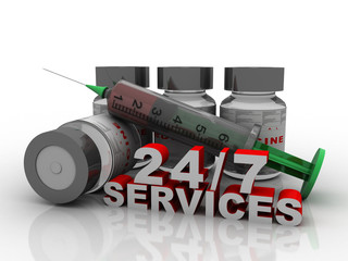 3D illustration Syringe with medicine bottle