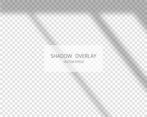 Shadow overlay effect. Natural shadows from window isolated on transparent background. Vector illustration. 