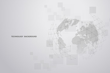 Global network connection.Abstract background technology graphic design. Network wireless systems and internet . Big data .Global network high speed connection data rate technology