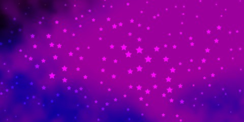Dark Pink, Blue vector background with small and big stars. Shining colorful illustration with small and big stars. Best design for your ad, poster, banner.