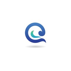 initial q with wave logo design vector template