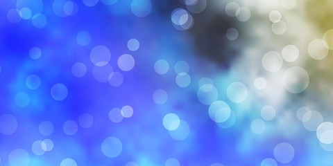 Light BLUE vector layout with circle shapes. Colorful illustration with gradient dots in nature style. New template for a brand book.