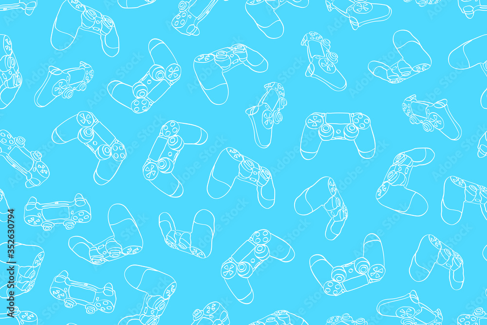 Canvas Prints hand drawn video game controller background gadgets and devices seamless pattern eps10 vector - Canvas Prints
