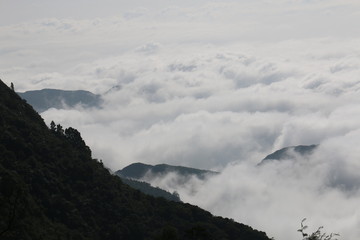 mountain, landscape, sky, nature, mountains, blue, clouds, view, peak, cloud, high, hill, snow, beautiful, fog, hills, outdoor