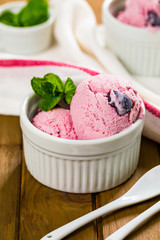 Cherry Vanilla Nonfat Frozen Yogurt. Selective focus.