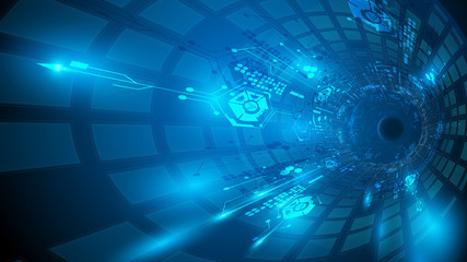 abstract sci fi tunnel technology cyberspace innovation concept design background