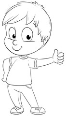 Junge gibt Daumen nach oben - Vektor-Illustration
