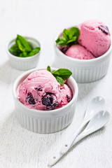 Cherry Vanilla Nonfat Frozen Yogurt. Selective focus.