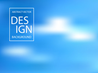 Vector blurry background of blue sky and white clouds.