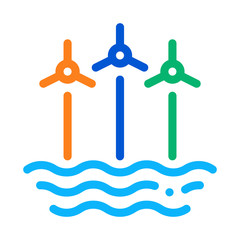 wind energy technology among sea icon vector. wind energy technology among sea sign. color symbol illustration