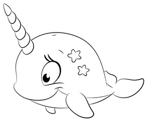 Niedlicher Narwal - Vektor-Illustration