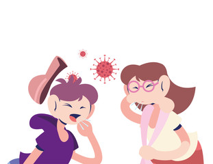 couple young with coronavirus symptoms