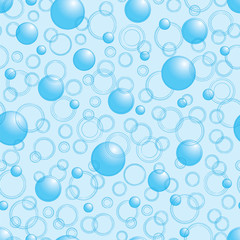 Blue water bubbles and circles - seamless pattern