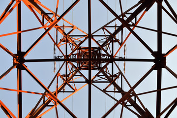metal structure of the support of power lines silhouette photo