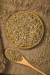 Sunflower Kernels Roasted Seeds Background. Selective focus.