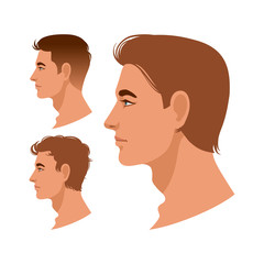 Set of men profiles
