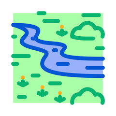 river landscape among meadow icon vector. river landscape among meadow sign. color symbol illustration