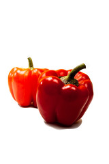 Composition of isolated fresh harvest Bulgarian pepper on a wtite backround