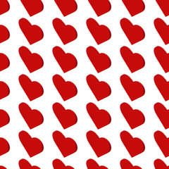 Fototapeta na wymiar Seamless isometric hearts pattern. Repeating hearts symmetric ornament. Tiled back. Repeatable design for decor, fabric, textile, wallpapers, cloth.