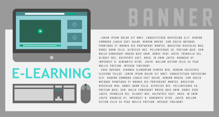 e-learning. Online education courses, the teaches students online. Webinar vector illustration