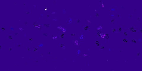 Light Purple vector pattern with feminism elements.