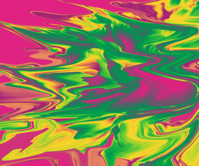 Abstract art in purple, green and yellow tones