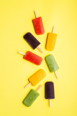 Ice cream popsicles homemade. Set of fruit ice creams