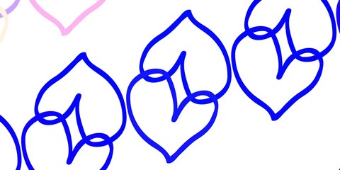 Light Pink, Blue vector background with hearts.