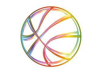 Basketball in schimmernden Regenbogen Outlines