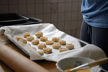 Homemade sinabon pastries in the kitchen