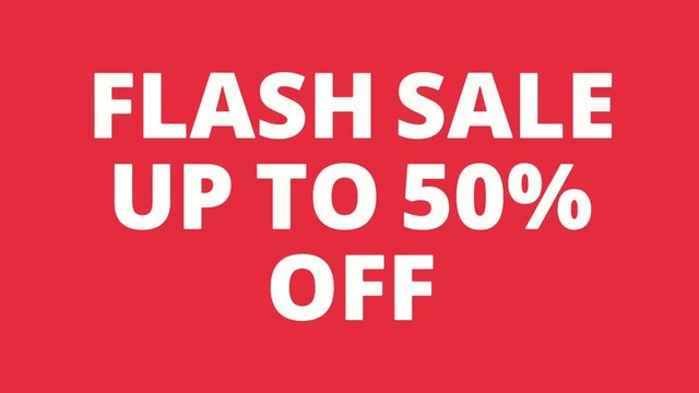 flash sale up to 50% off  tag animation motion graphic. Promo banner, badge, sticker. animated royalty free stock footage. 4K video.