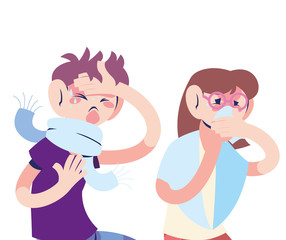 couple young with virus symptoms