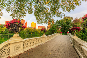 The Bow Bridge is a cast iron bridge located in Central Park, New York City, crossing over The Lake