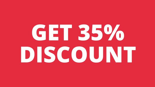 get 35% discount tag animation motion graphic. Promo banner, badge, sticker. animated royalty free stock footage. 4K video.