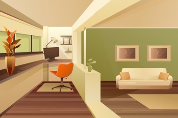 Hall balcony apartment interior vector