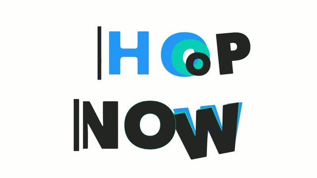 hop now animation motion graphic. Promo banner, badge, sticker. animated royalty free stock footage. 4K video.