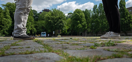 Social distancing concept - keep distance to prevent the spread of the virus