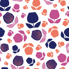 Retro tulip floral. Vector repeat. Great for home decor, wrapping, scrapbooking, wallpaper, gift, kids, apparel. 