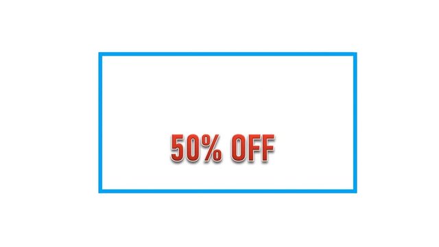 super sale up to 50% off tag animation motion graphic. Promo banner, badge, sticker. animated royalty free stock footage. 4K video.