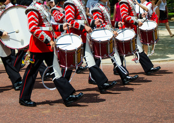 Queen's Guards marching with drums
