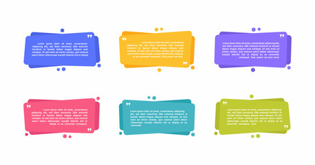 Super set different shape geometric texting boxes. Colored abstract shapes for quote and text. Modern flat style vector illustration