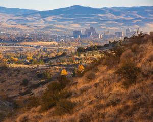 Canyon view of Downtown Reno Nevada during Fall