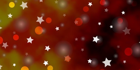 Light Orange vector layout with circles, stars. Illustration with set of colorful abstract spheres, stars. Design for textile, fabric, wallpapers.