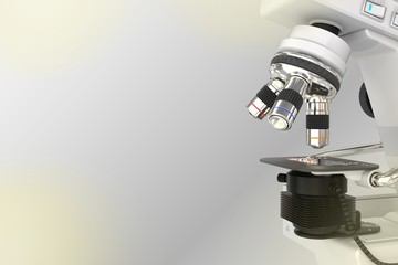 pharmaceutical analysis concept, object 3D illustration -  laboratory electronic scientific microscope on gradient background