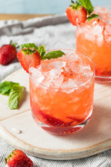 Homemade Boozy Strawberry Mint Smash Cocktail